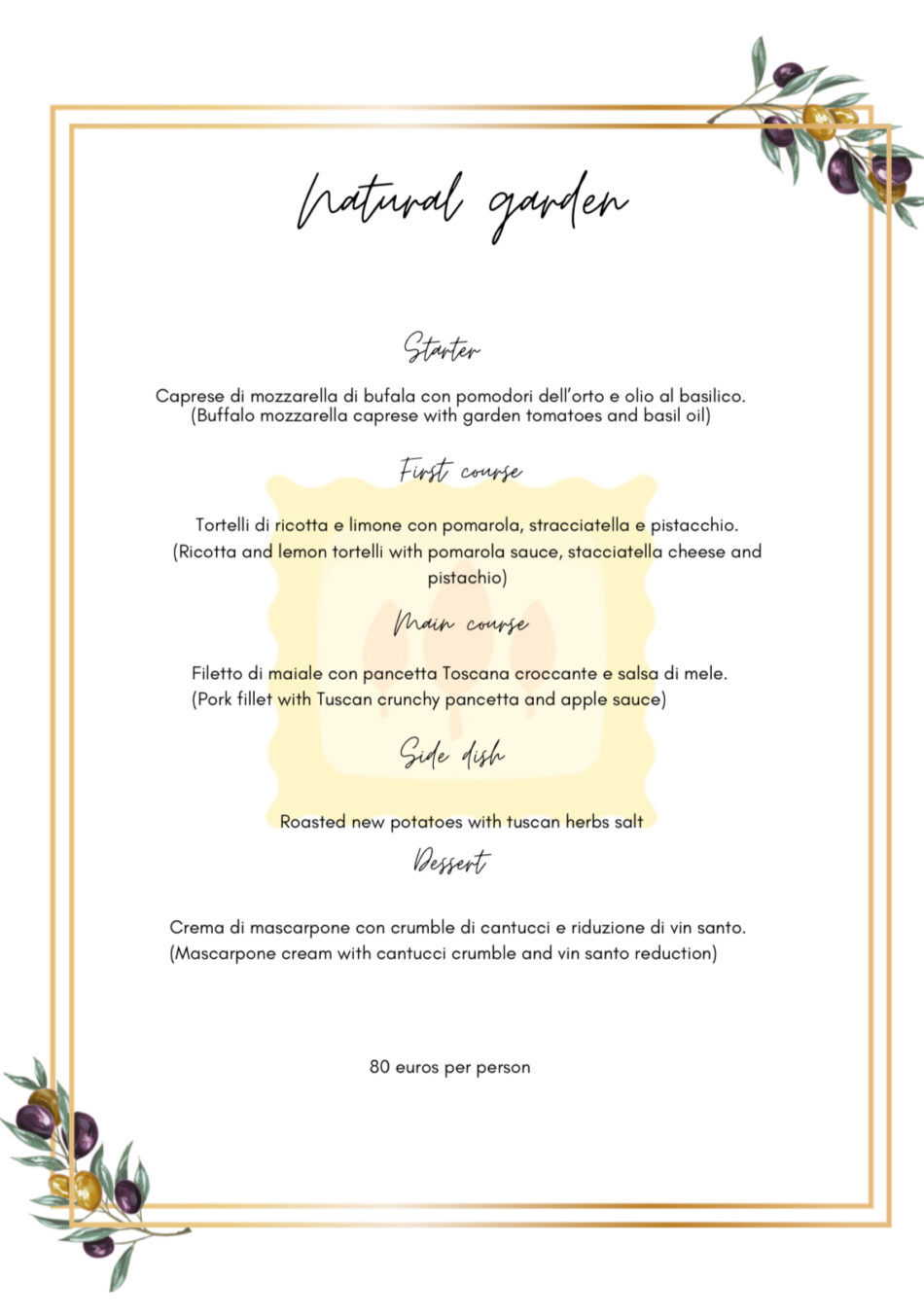 Natural Garden Menu