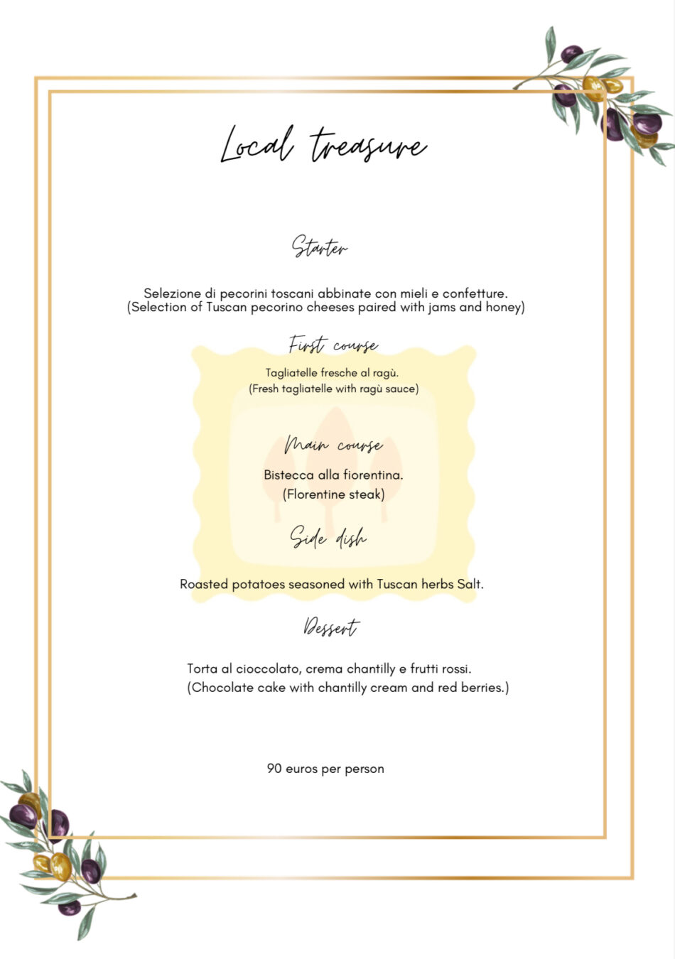 Local Treasure Menu