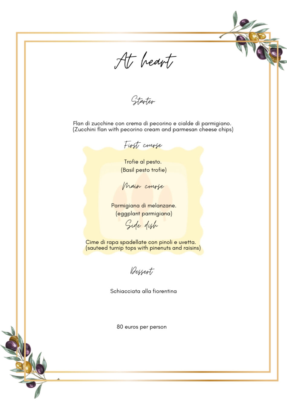 At Heart Menu