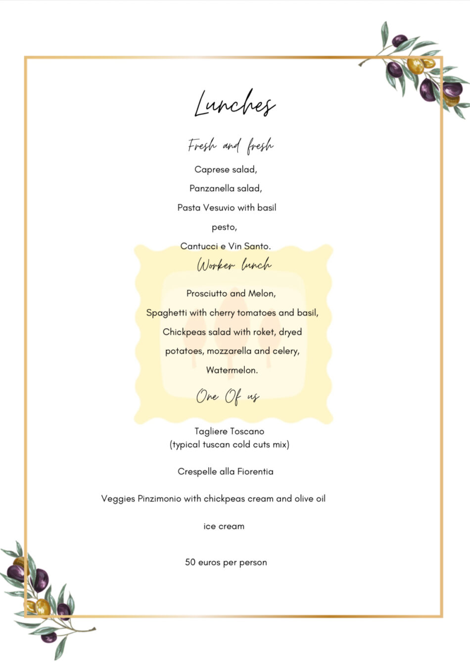 Lunch Menu